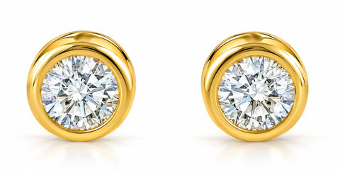 .50 - 1.75 Carat TW Diamond Bezel Stud Earrings in 14k Gold Lab Grown