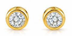 .50 - 1.75 Carat TW Diamond Bezel Stud Earrings in 14k Gold Lab Grown