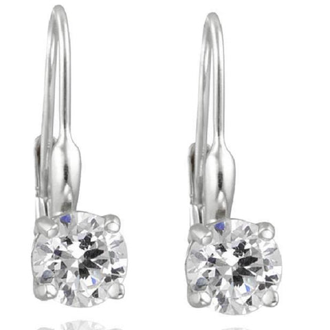 F/VS 5/8ct Diamonds Lever Back Dangle Hoops 14K White Gold Earrings Lab Grown