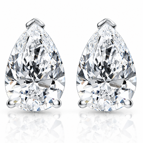 2 Ct Lab Grown Pear Shape Diamond Studs 14k White Gold Earrings