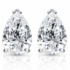 2 Ct Lab Grown Pear Shape Diamond Studs 14k White Gold Earrings