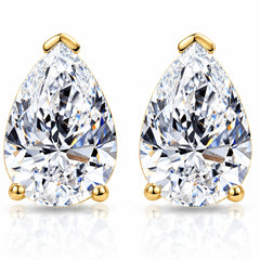 2 Ct Lab Grown Pear Shape Diamond Studs 14k Yellow Gold Earrings