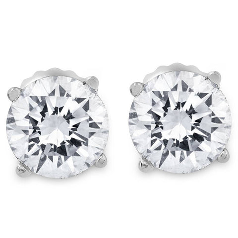 1ct Round Diamond Stud Earrings in 14K Whte Gold with Screw Backs