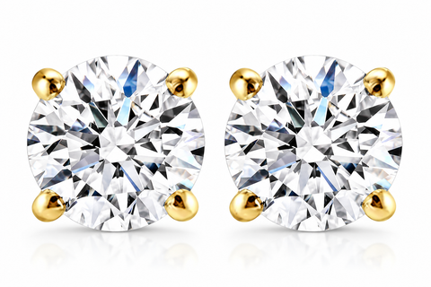 1 ct TDW Diamond Studs 14K Yellow Gold Lab Grown Screw Back Earrings