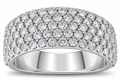 2 3/4 ct Pave Diamond Wide Wedding Ring Womens Anniversary Ring 14k White Gold