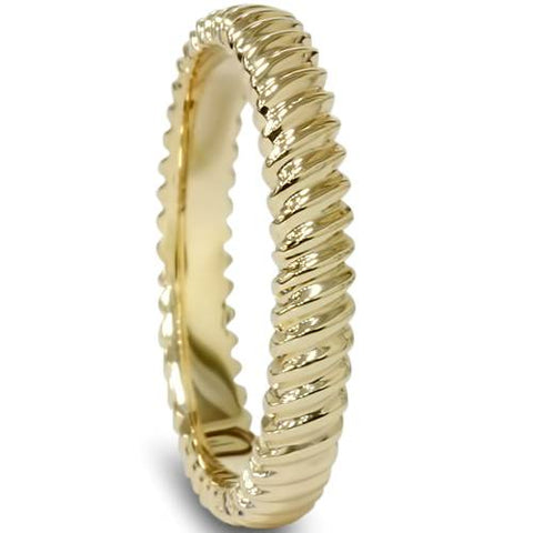 14K Yellow Gold Hand Carved Wedding Band