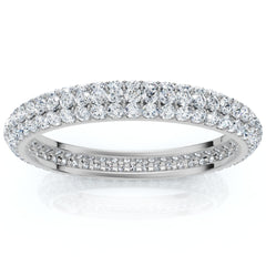 G/VS 1.10ct Pave Diamond Eternity Wedding Ring 14K White Gold Lab Grown