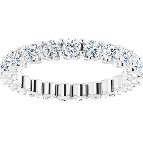 1 1/2Ct Natural Diamond Certified Eternity Ring Wedding 14k White Gold Size 4