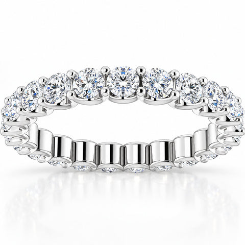1 1/2Ct Natural Diamond Certified Eternity Ring Wedding 14k White Gold Size 4