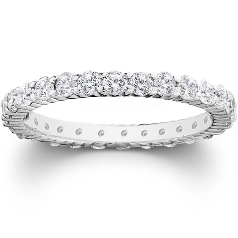 Platinum 1ct Prong Diamond Eternity Wedding Ring Stackable Women's Band