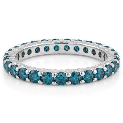 1ct Blue Diamond Eternity Ring 14K White Gold