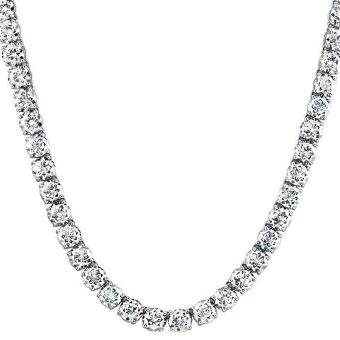 Certified 38.34Ct Natural Diamond 25.5" Tennis Necklace 14k White Gold