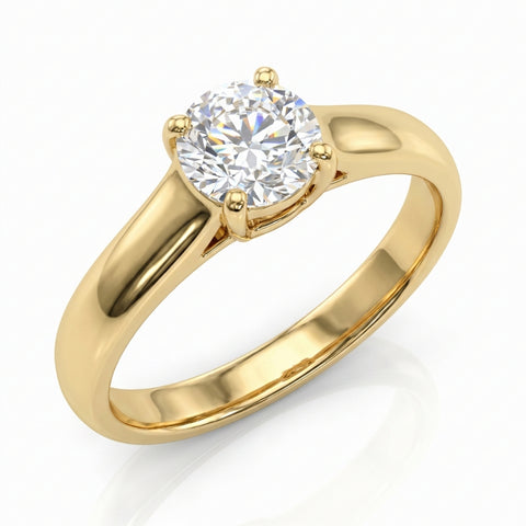 1Ct Diamond Solitaire Engagement Ring in 14k Yellow Gold Lab Grown