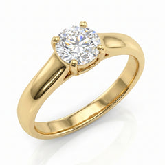 1Ct Diamond Solitaire Engagement Ring in 14k Yellow Gold Lab Grown
