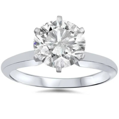 F SI 1 1/2ct Solitaire Enhanced Diamond Engagement Ring 14K White Gold