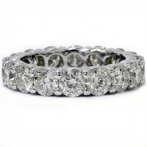 Unique Huge 5.00Ct Round Real Diamond Eternity Ring Wedding Band 14k White Gold