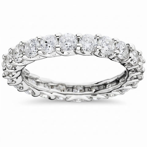 3 ct TW Round Diamond Eternity Wedding Ring 14K White Gold Womens Stackable Band
