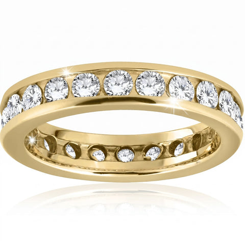 Yellow Gold Stackable 2 ct Channel Set Eternity Ring 14k Womens Anniversary Band