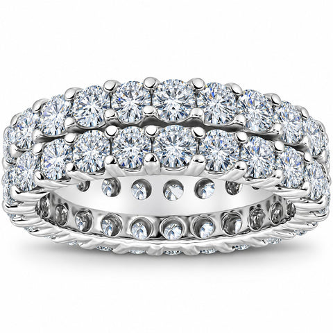 3 1/2 ct Diamond Double Row Eternity Ring Womens Wedding Band 14k White Gold