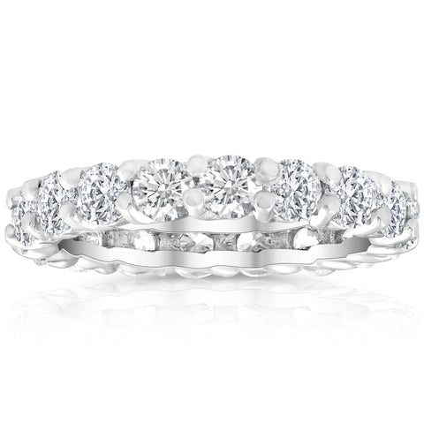 VS/G 2Ct Lab Created Moissanite Eternity Ring Womens Wedding Band 14k White Gold