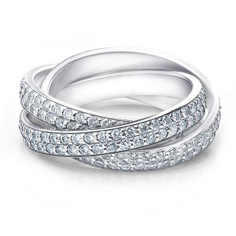 2 3/4ct Rolling Ring Diamond Pave Eternity 14K White Gold