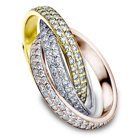 14k Tri Gold 2 5/8ct Rolling Ring Diamond Eternity Wedding Band Lab Grown