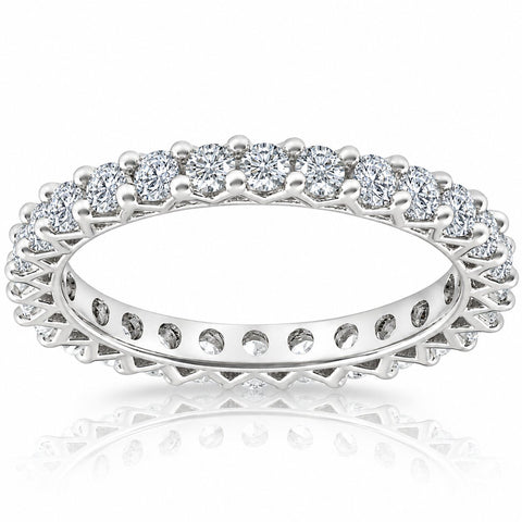 1 Ct TDW Diamond Eternity Wedding Ring 10k White Gold