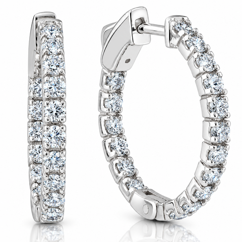 1Ct Diamond Hoops Inside Outside 1" Tall Lab Grown