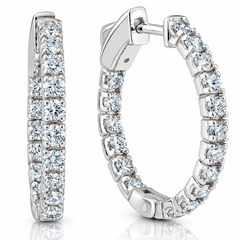1Ct Diamond Hoops Inside Outside 1" Tall Lab Grown