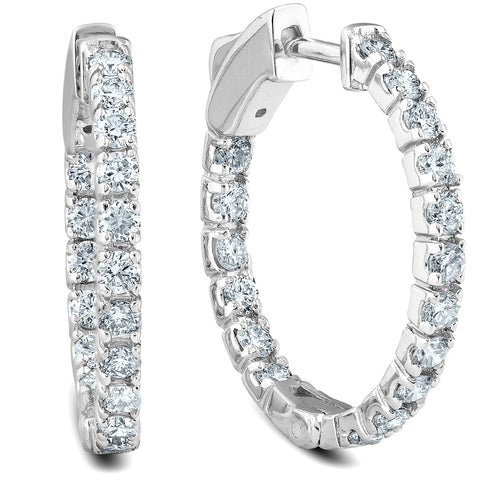 1Ct Diamond Hoops Inside Outside 1" Tall Lab Grown