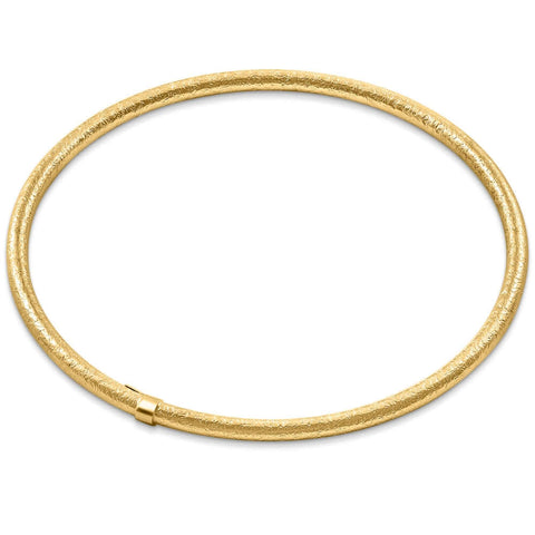 18K Gold Plated Silver Textured 3mm Slip-On Bangle Bracelet