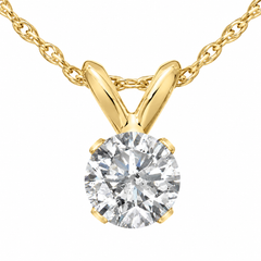 7/8Ct Round Diamond Solitaire Pendant in 14k White or Yellow Gold 18" Necklace