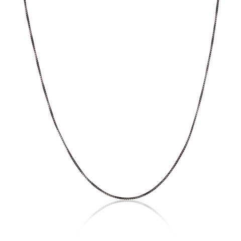 18" 14K Black Gold Italian Handmade Box Chain Necklace