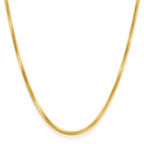 14k Yellow Gold Herringbone Necklace Women's 16-18" Chain