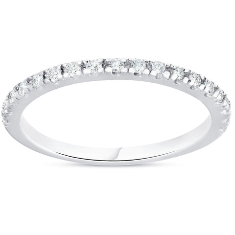 1/4ct TW Diamond Ring Stackable Engagement Womens Wedding Band White Gold