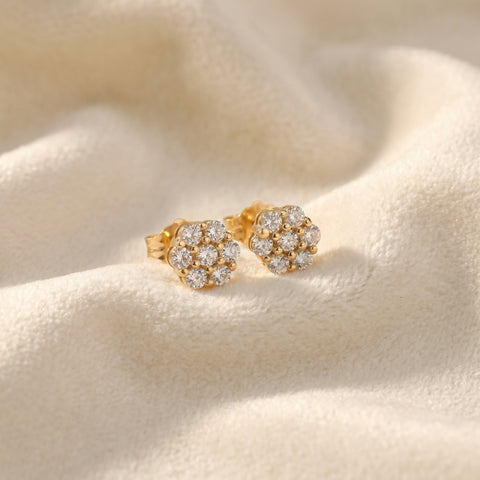3/8 Ct TW Natural Diamond Earrings Women's Studs 10k Yellow Gold