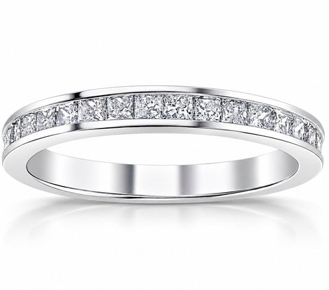 1/2ct Diamond Princess Cut Channel Set Womens Wedding Ring White Gold
