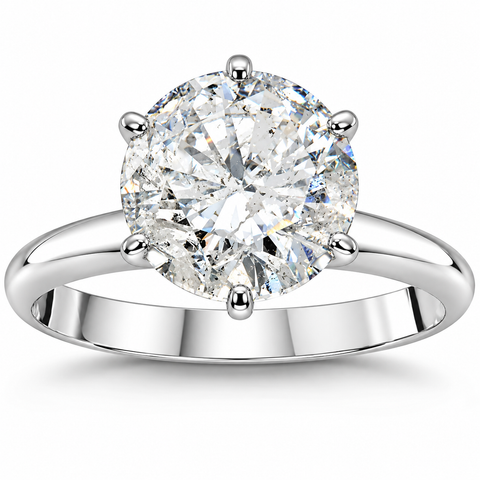 3ct Round Brilliant Diamond Solitaire Engagement Ring 14K White Gold Enhanced