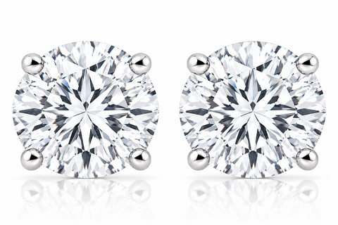 6 Ct TW Round Moissanite Studs in 14k White Gold