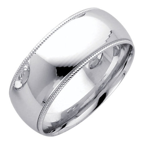 8mm Platinum Milgrain Wedding Band Solid 950