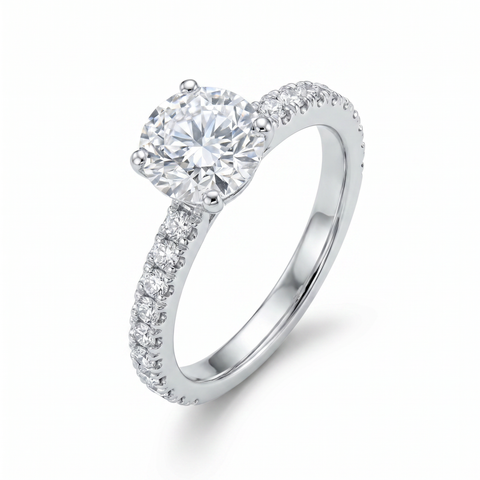 Certified 1.97Ct F/SI1 Natural Diamond Engagement Ring 18k White Gold Size 6