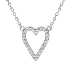 1/5Ct Diamond Heart Pendant 14k Gold 18" Necklace Lab Grown 1/2"