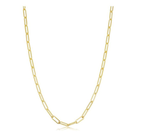14k Solid Yellow Gold Filled 2.5 millimeter Paper Clip Capsule Link Chain Necklace for Women