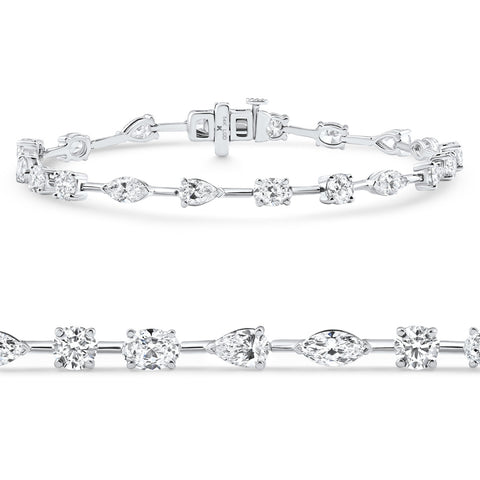 5Ct Mixed Cut Diamond Tennis Bracelet 7" 14k White Gold Lab Grown