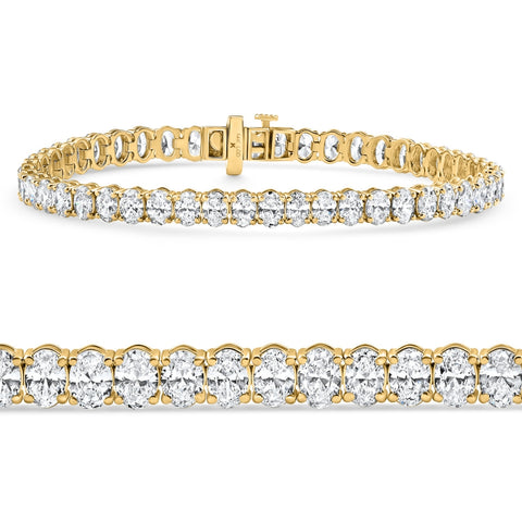 6Ct Oval Cut Diamond Tennis Bracelet 14k Yellow Gold Lab Grown 7"