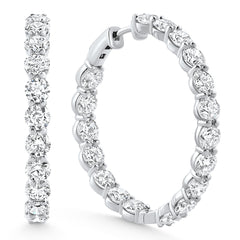 10Ct TW Round Diamond Inside Outside Hoops Vault Lock 14k White Gold Lab Grown