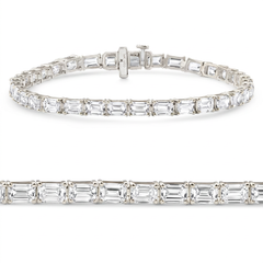 Certified 12.25Ct Emerald Cut Diamond Tennis Bracelet White Gold Lab Grown