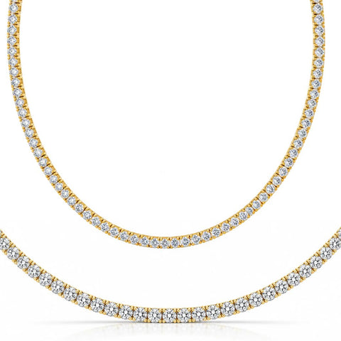 Certified 10Ct Diamond Women's Tennis Necklace 18" Lab Grown 14k Gold Plated