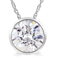 1 Ct Solitaire Lab Grown Diamond Pendant Necklace in 14k White or Yellow Gold
