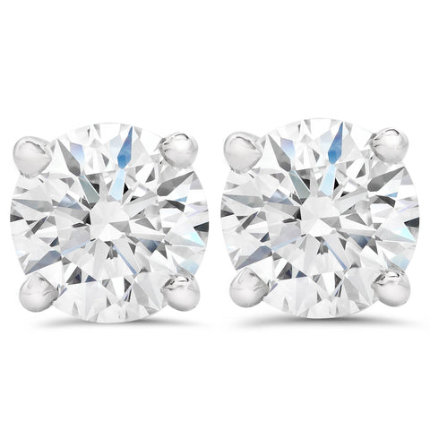 3/4ct Diamond Studs Round Cut With Screw Backs 14K White Gold Lab Created